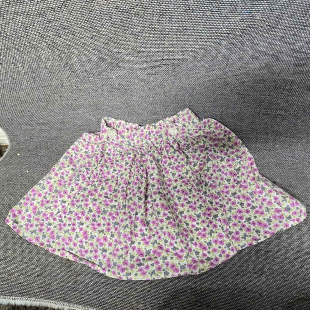 J.Crew Kids Girls Floral Print‎ Cotton Skirt Purple White Size 4T Elastic Waist